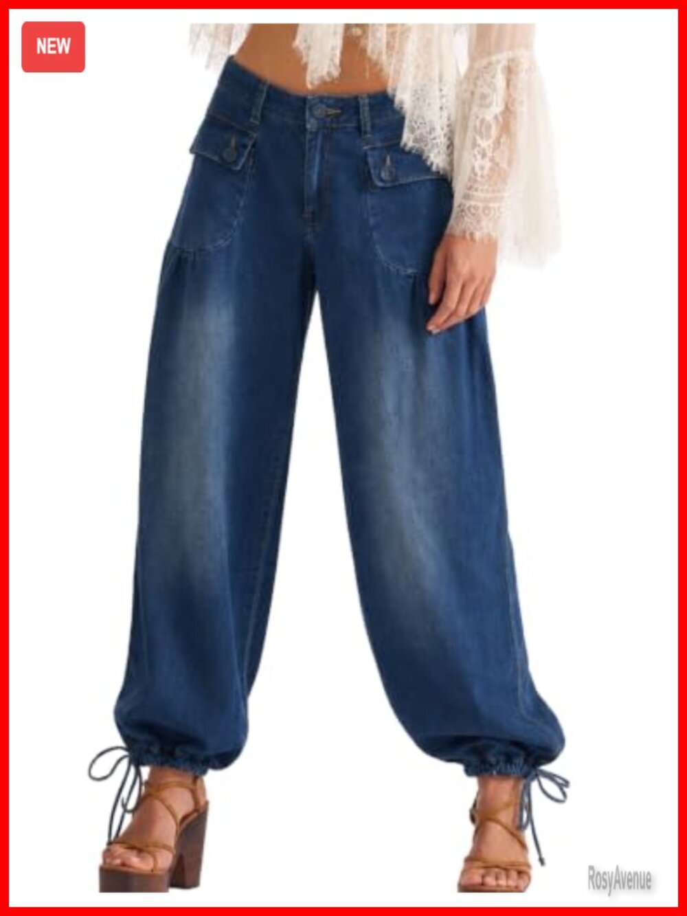 Lotus Balloon Jeans Baggy Wide Leg Denim Barrel Stretchy Loose Pants